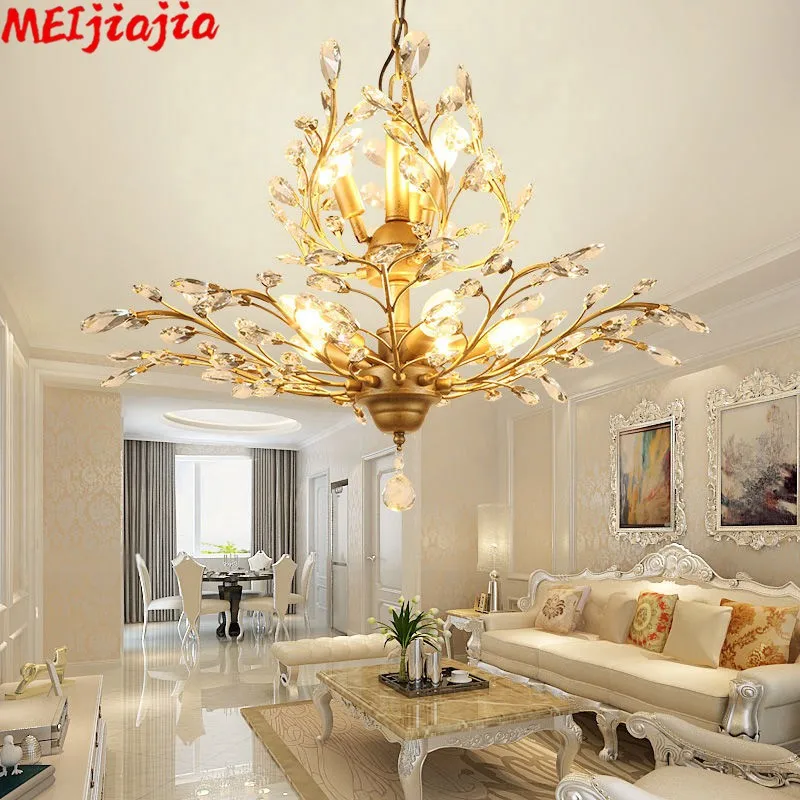 

Modern American Crystal Chandelier Lighting and Dining Room Luxury Gold Lustre Kitchen Molecular art Hanging Lamps
