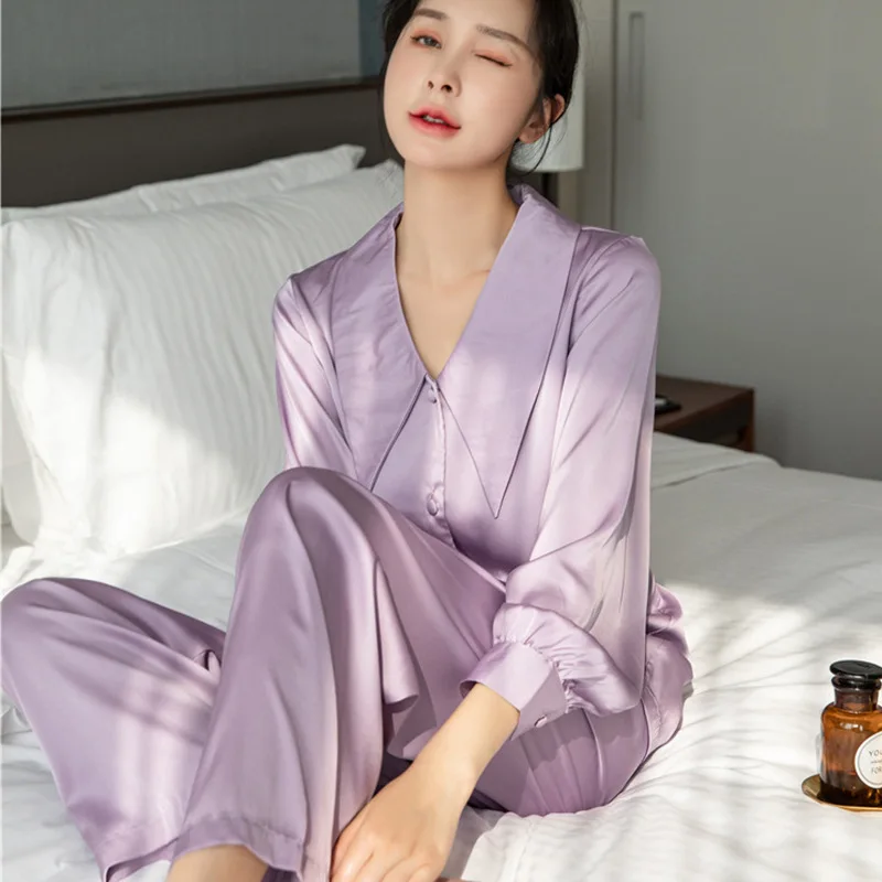 

Женский пижамный комплект, ночная рубашка, Пижамный костюм, одежда для сна на весну и осень, одежда для сна из вискозы, брюки, костюмы, повседневная домашняя одежда
