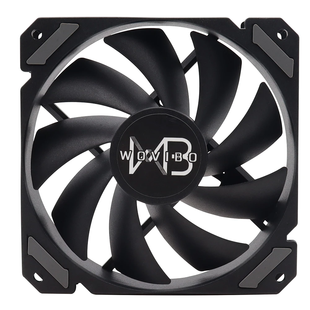 Wovibo-ventiladores Pwm Pretos para Cpu Cooler Refrigeração a Água Chassis de Computador Alto Volume de ar Ventilador Silencioso 4pin 12v 120 mm dc - Imagem 3