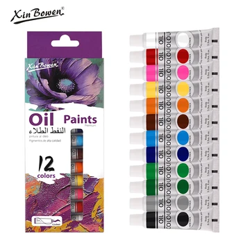 9 ml, set di colori ad olio per abbigliamento in tessuto, disegno in vetro per unghie, materiali artistici impermeabili, 12 colori, commercio all'ingrosso 1