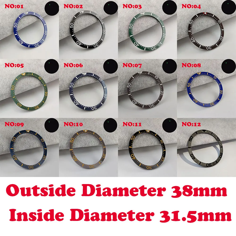 Inserto De Bisel Cerámico Plano De 38mm Negro/azul/verde SKX007/Dual