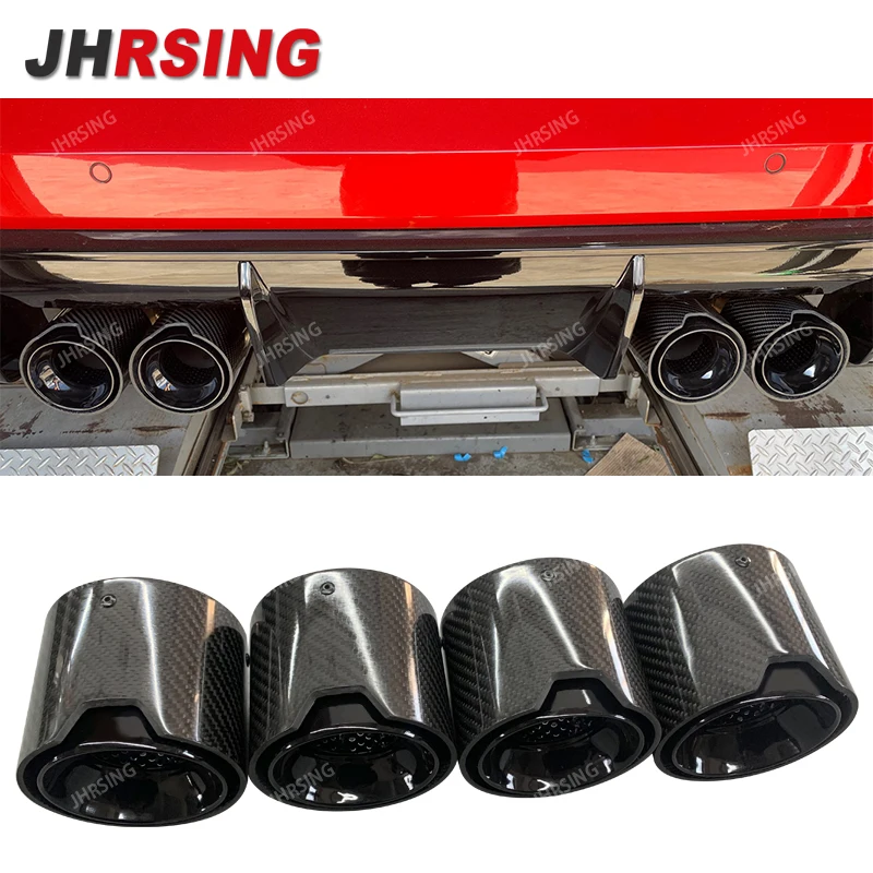 4 Pcs/Set Burnt Blue Stainless Steel Glossy Finish Carbon Fiber Exhaut