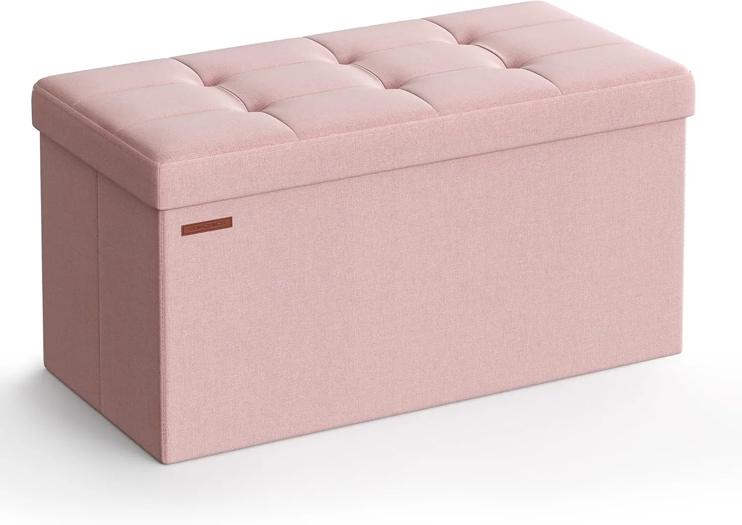 SONGMICS Storage Ottoman, Foldable Small Ottoman Foot Rest, 38 x 76 x 38 cm Foot Stool, Cube Ottoman with Storage
