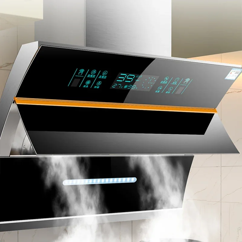 90cm Hood Kitchen Wall-mounted Hotte Aspirante Cuisine Side Suction Okap Kuchenny 220V Intelligent Cleaning Rang Hood 3