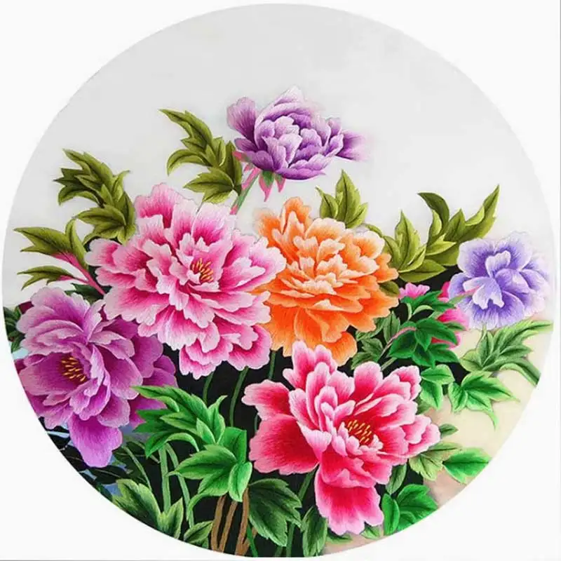 Suzhou Embroidery DIY Beginner Kit-Stitch Guide Round Flower and Bird Decorative Painting Handcraft Embroidery Set