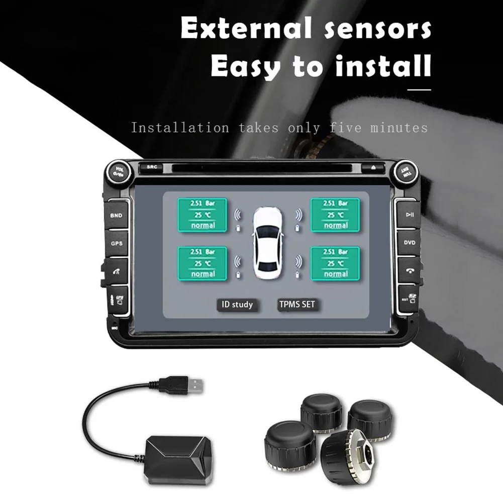 

Car USB Tyre Pressure Monitoring System High-Precision Tyre Pressure Monitors For Car Navigation Display