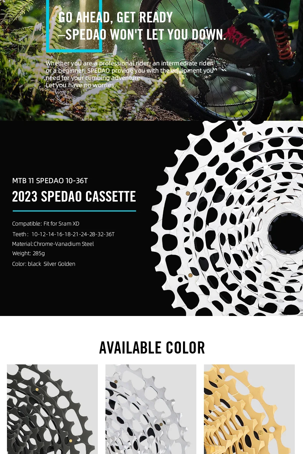 Description Picture 3 of itemSPEDAO XD Casette 11s 10-36T 11 Speed Bike Freeewheel XD Super Light CNC 285g Road Bicycle Flyweheel Ultralight 11V Cycling