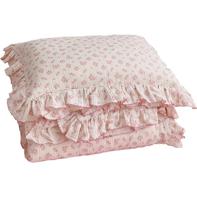 Korean Vintage Floral Printed Ruffled Cotton Baby Duvet Cover Kids
