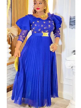 Plus Size African Party Dresses for Women 2025 New Fashion Dashiki Ankara Wedding Evening Gown Elegant Turkey Muslim Maxi Dress