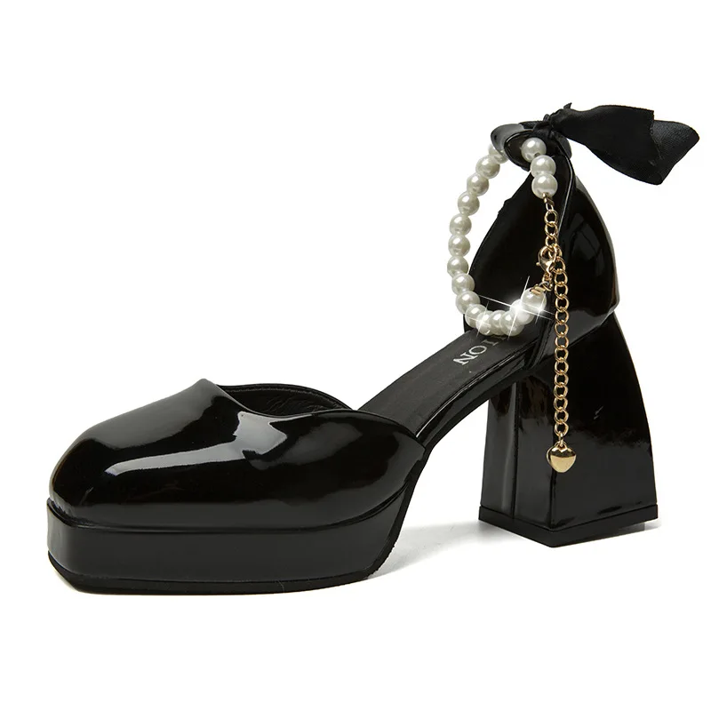 Chunky Fashion Pumps Women Shoes High Heels Sandals Luxury Brand 2023 New Spring Summer PU Leather Party Dress Designer Mujer