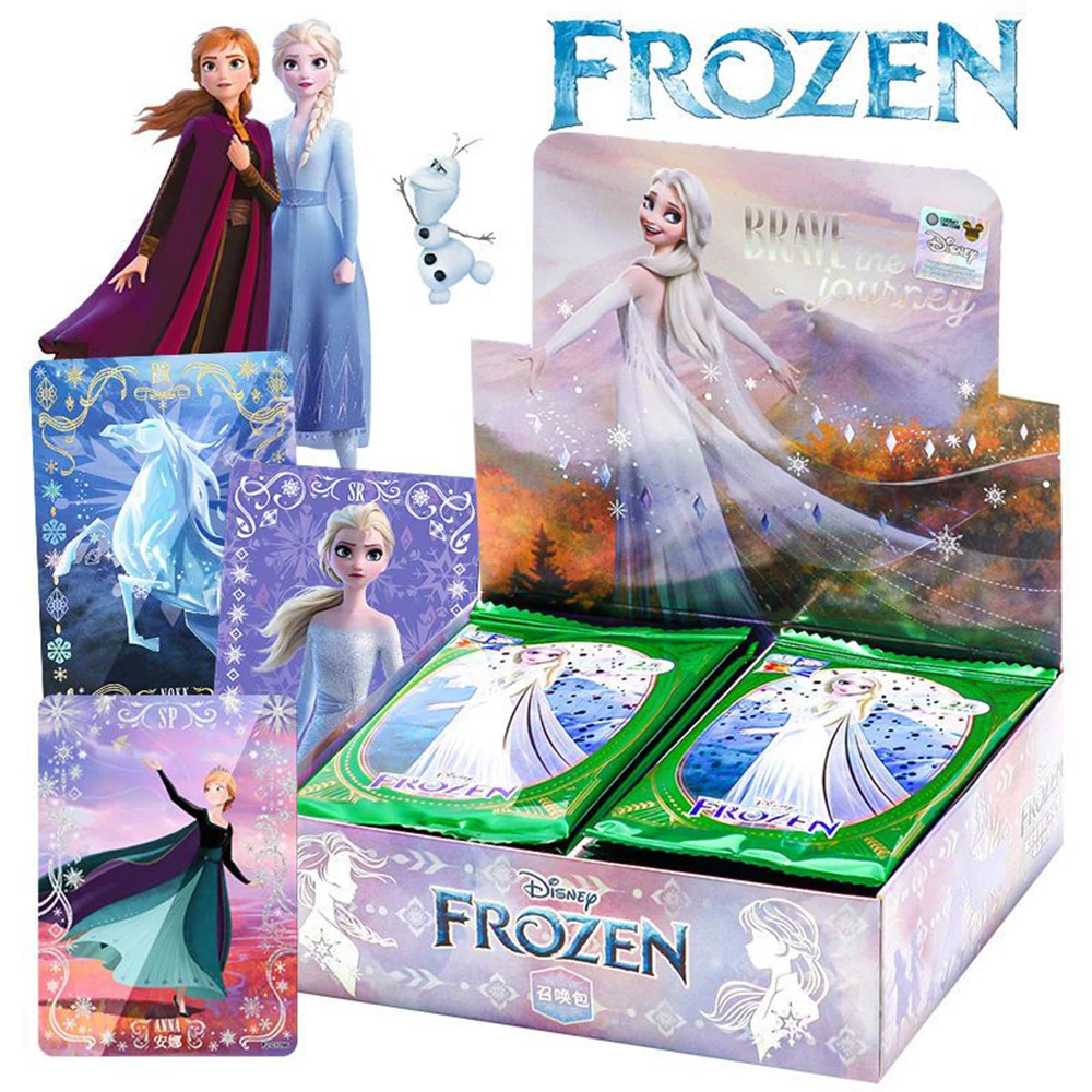 

New Frozen 2 Original Disney Girls Collection Cards Movie Anime Peripherals SSR Anna Elsa Olaf for Children Toys Flash Card Gift
