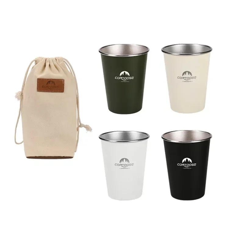 

2/4pcs/set 350ml Stainless Steel Metal Beer Cup Wine Cups Coffee Tumbler Tea Milk Mugs Water Pint Cups For Outdoor Camping BBQ