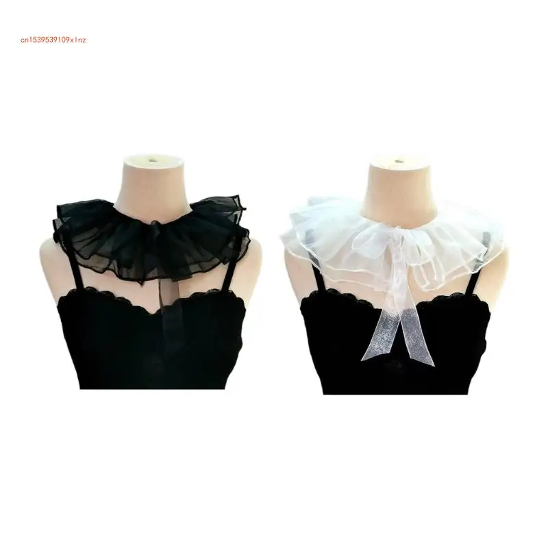 

Woman Ruffle Designed False Collar for Casual Shirt Sweater Hood Dress Decor