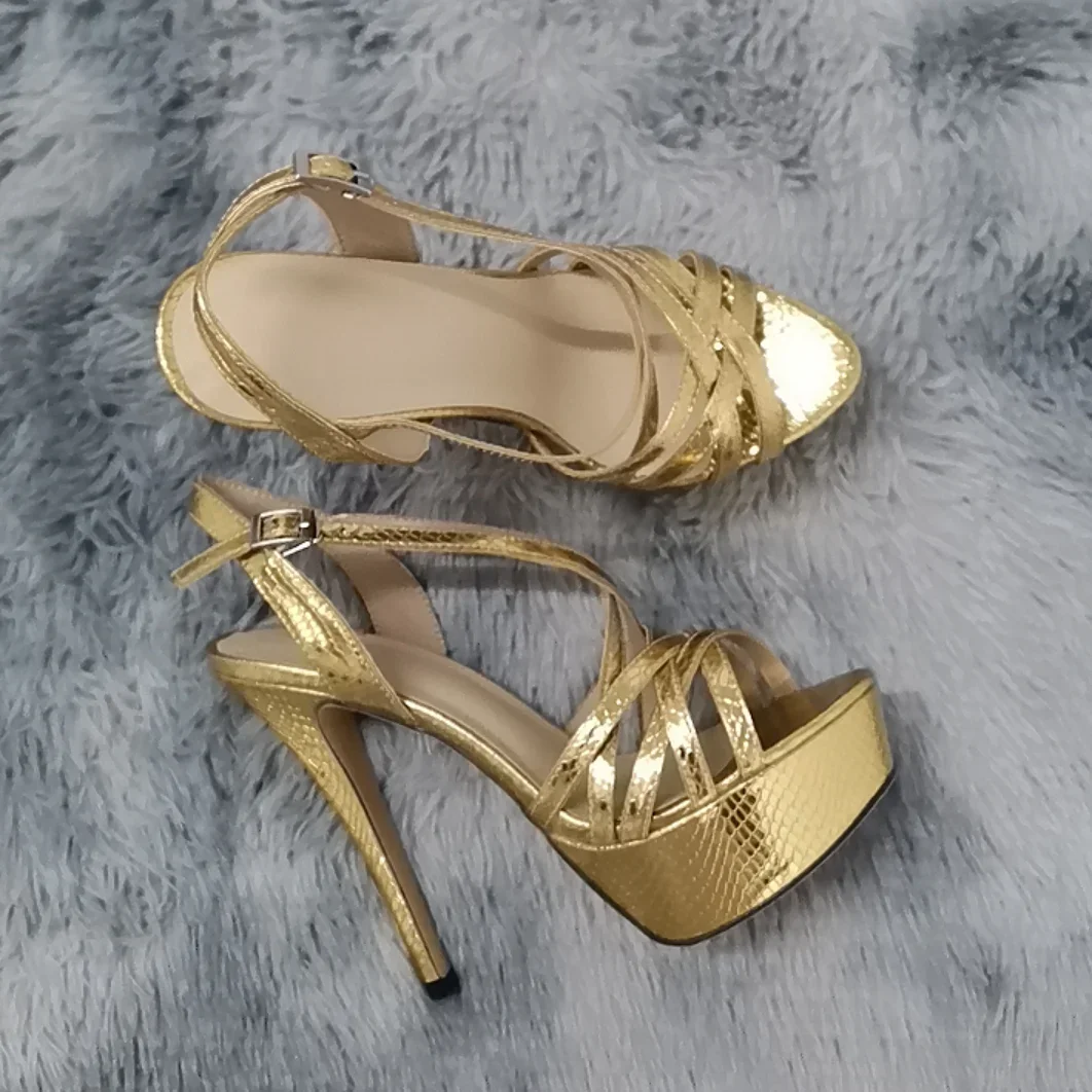 Women Sandals 14CM Platform High Heels Ankle Strap Sandal Open Toe Sanke Gladiator Party Dress Woman Shoes