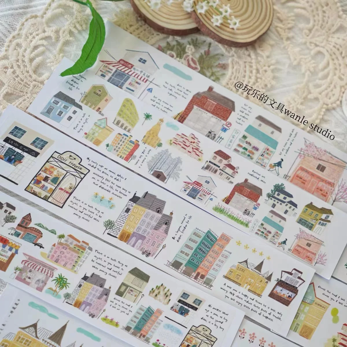 

Vintage A Row Of Houses Washi PET Tape for Planner Card Making DIY Scrapbooking Plan Decorative Sticker