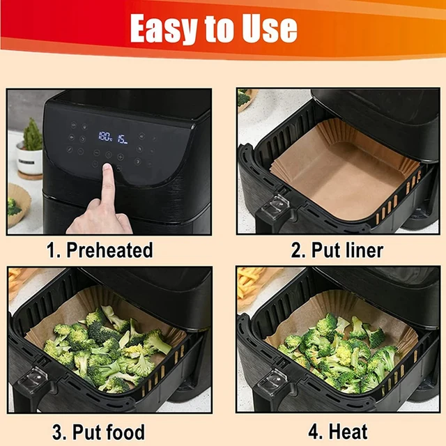 50pcs Square Air Fryer Liners Disposable, Greaseproof Paper For Air Fryer,  Compatible With Cosori, Ninja, Tower Cosori (unbleached)