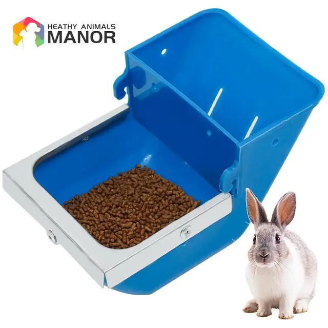 5Pcs Rabbit Feeder Box Hopper Rabbit Cage Rex Rabbit Anti Pickling Feed Trough Feeders Automatic Farm Animals Feeding Bowls 1