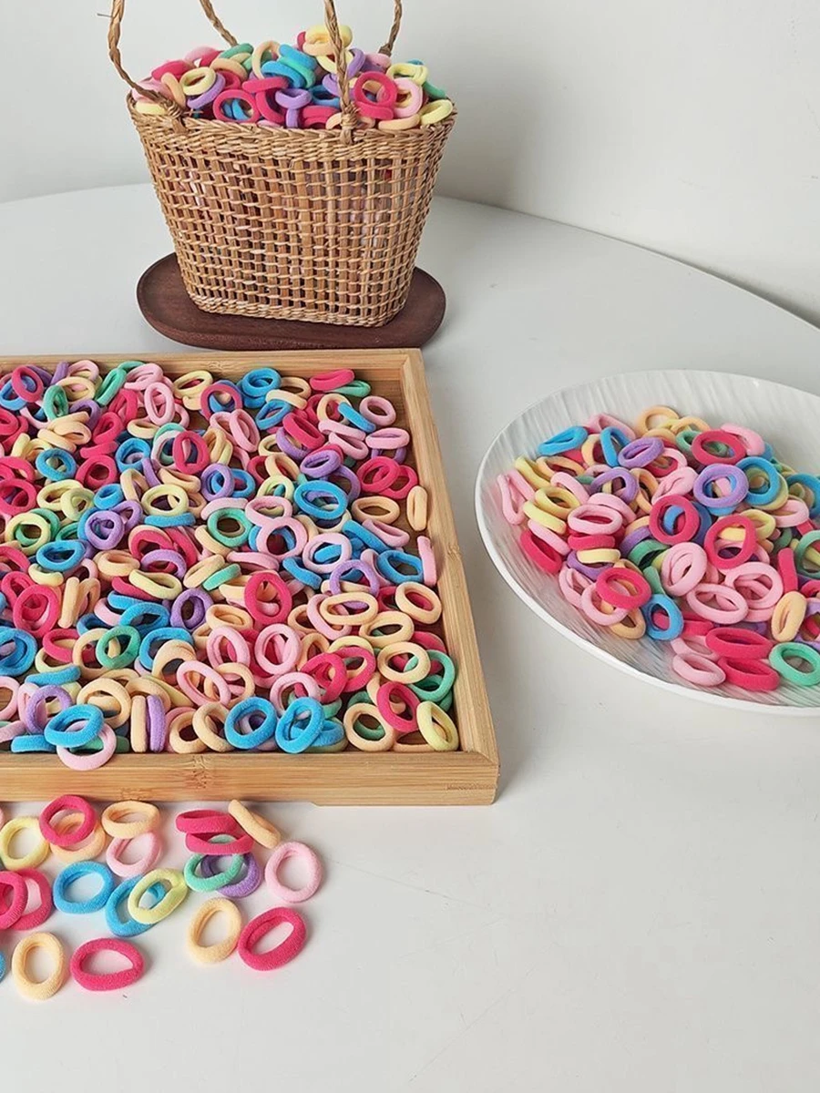 200 Stück bunte elastische Haarbänder aus Nylon für Damen und Mädchen, Haargummis, kleine Haarbanderole, Haargummis, Haaraccessoires. – Detail 7
