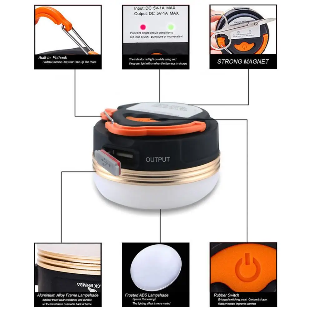 

Rechargeable Light Lantern Lamp LED Portable Outdoor Camping Magnetic USB Tent