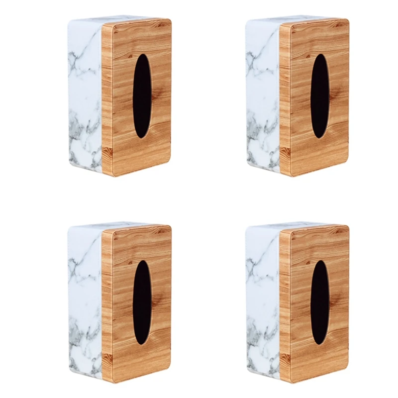 

4X Rectangular Marble PU Facial Grain Tissue Box Cover Napkin Holder Paper Towel Dispenser Container