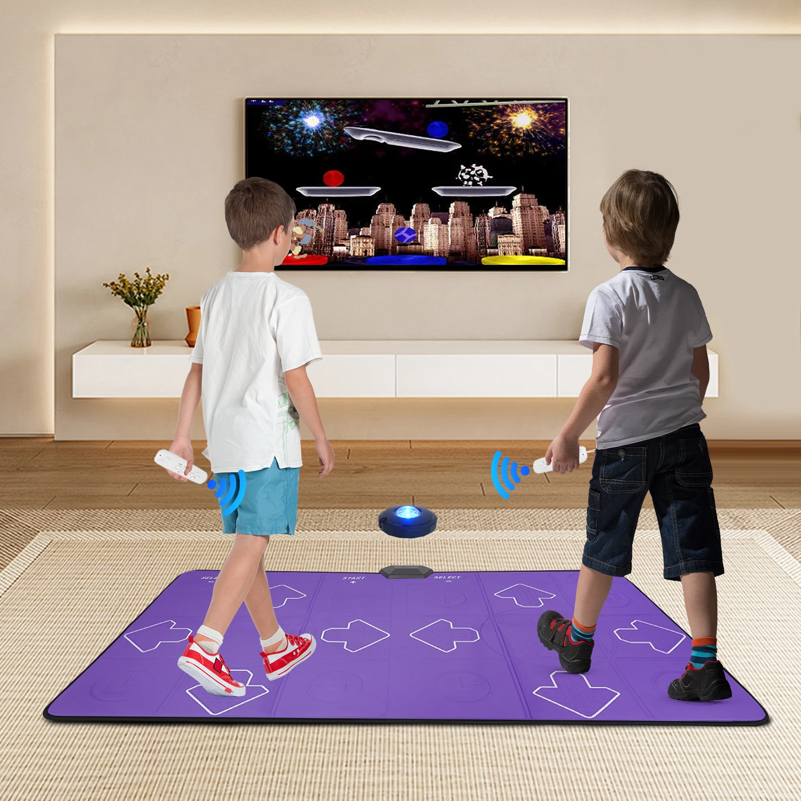 Interactive Dance Mat with 64GB Memory,2 Wireless Remotes, Multi-level Games for All Ages. Perfect for Couples, Families,Friends