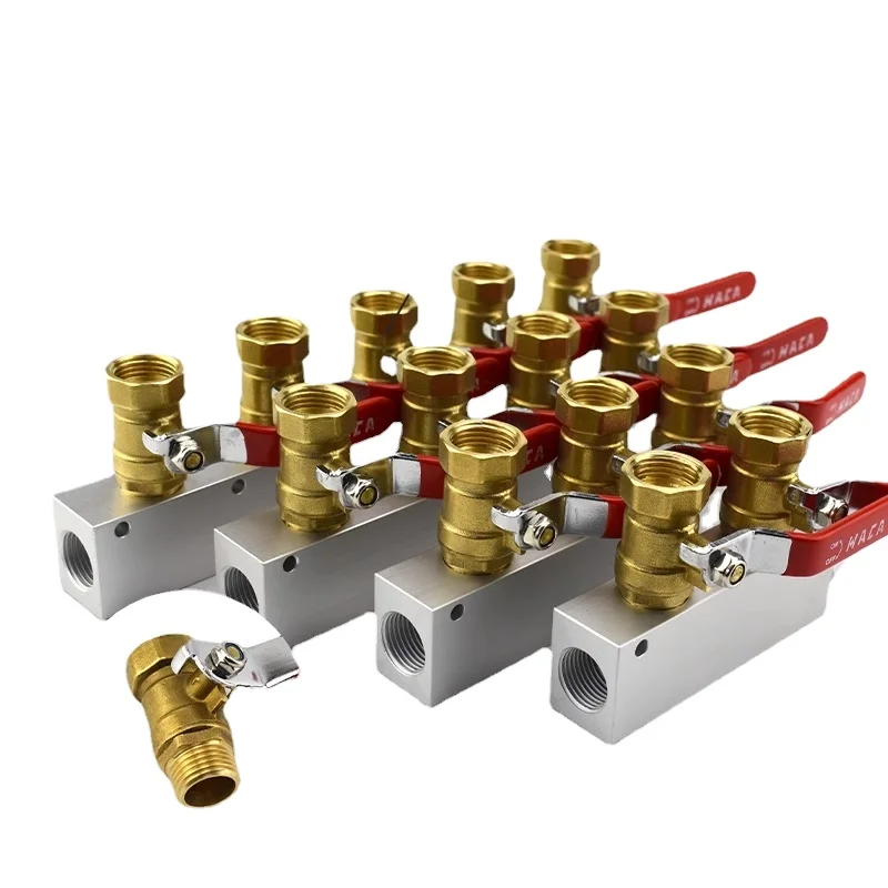 Alumínio Air Manifold Block Splitter com Válvula de Esfera Bsp Fêmea Sólido 10 Maneiras 27×36 mm 2
