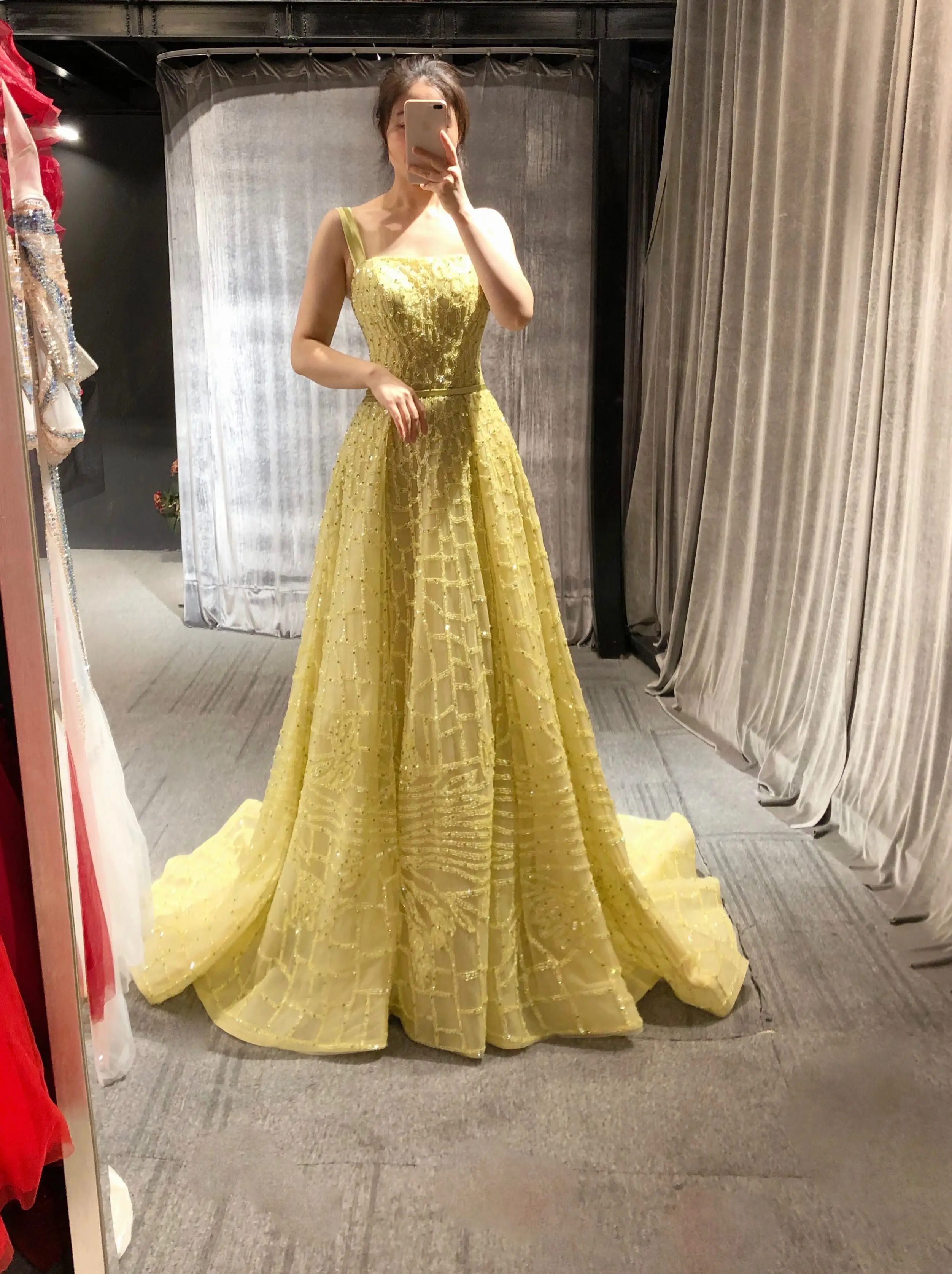 Elie Saab-Robe de soirée jaune personnalisée, magnifique robe de