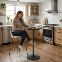 2 Pack 40 Inch Round Bistro Pub Table, Standard Height Cocktail Table, Compact High Top Table for Home Kitchen Dining Room 2