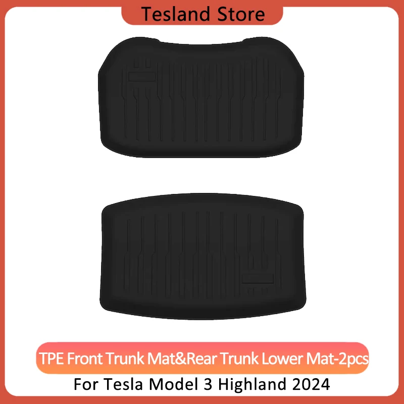 

Передний коврик для багажника Tesla New Model 3 Highland 2024 и задний нижний коврик для багажника из ТПЭ 2024 модель 3 автомобильные аксессуары