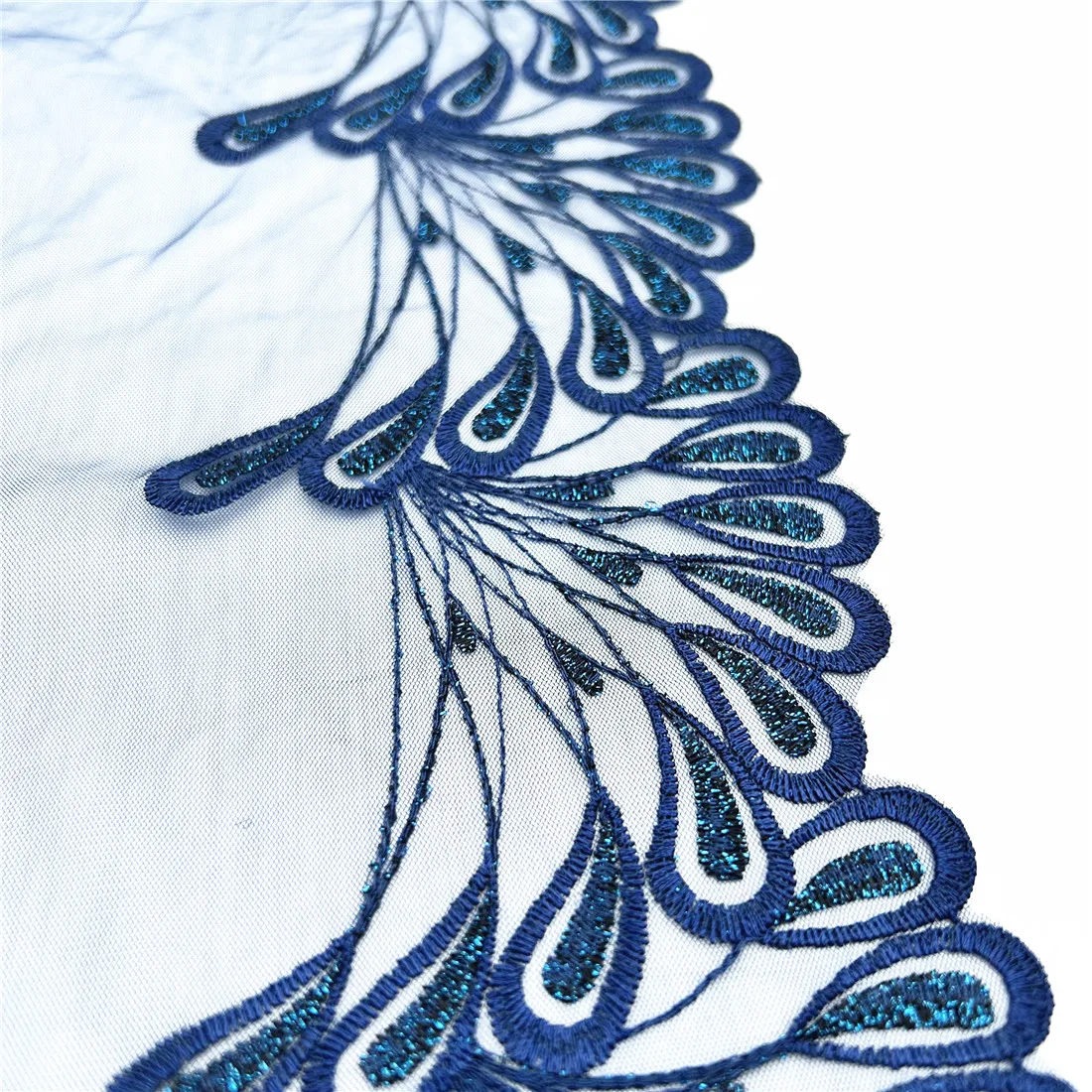 3y/lot 18.50cm Dark Blue Red Shimmer Embroidery Lace Trim Clothing Accessories Dress Sewing Applique Costume Lace Fabric Wedding 6