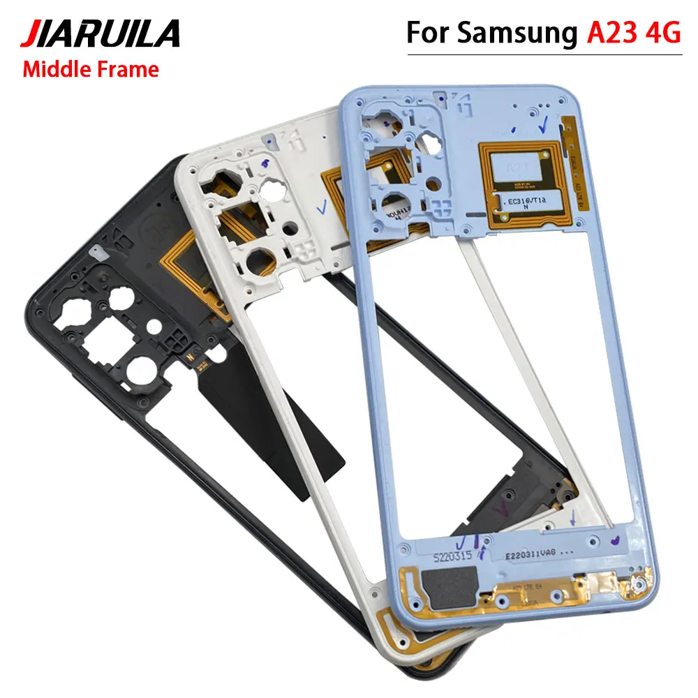 삼성 A22 4G / A23 5G / A23 4G용 새 중간 플레이트 프레임 홀더 하우징 베젤 (전원 및 볼륨 버튼 키 포함)