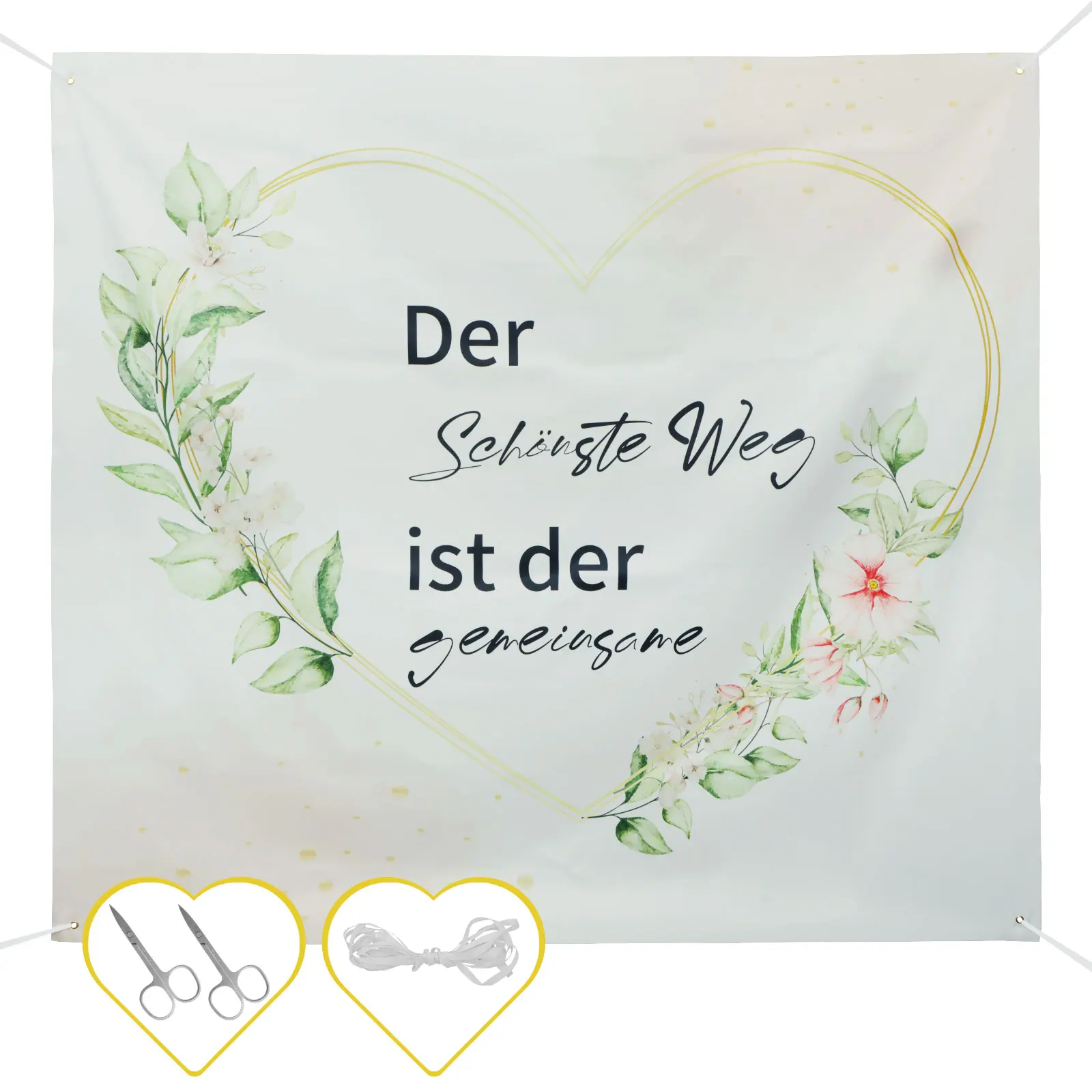 Wedding Sheet for Cutting Out Heart Bed Sheet with 2 Scissors and 6M Rope Decorative Wedding Background Cloth Polyester Cloth