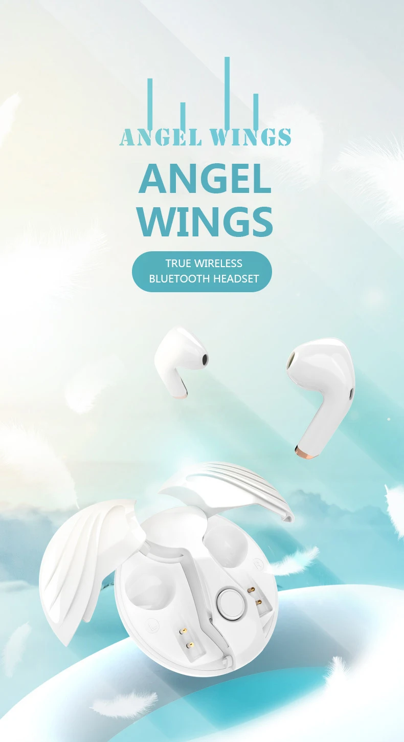 MyGiftHome Angel Wings Bluetooth Earbuds HIFI Stereo Wireless