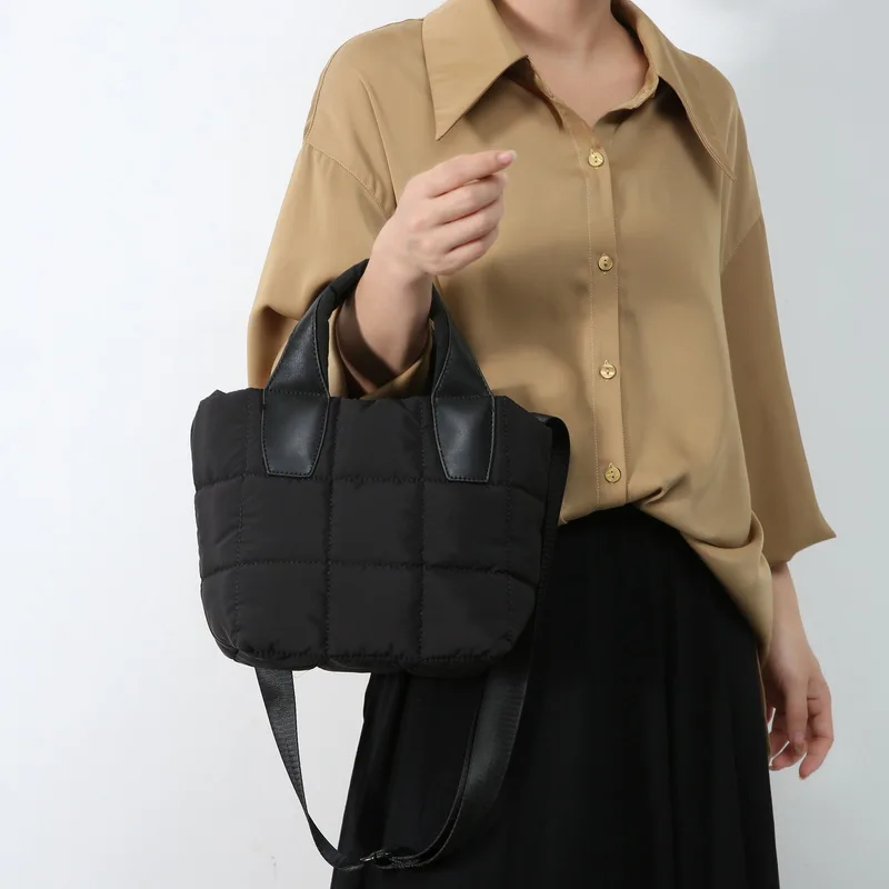 Women's Simple Lightweight Nylon Down Feel Shoulder Crossbody Handbag