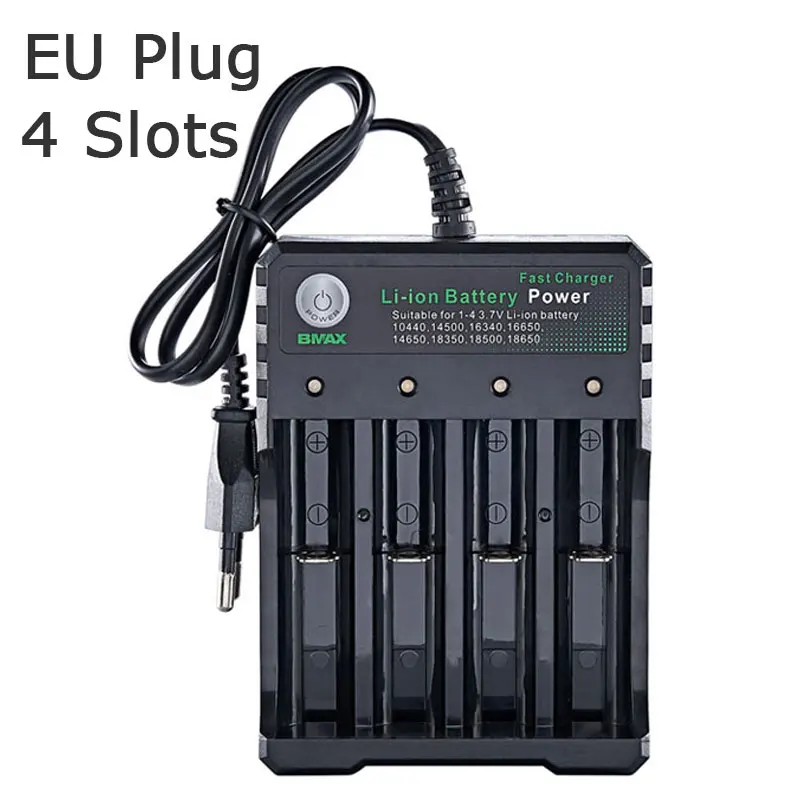 EU 18650 배터리 충전기 4 슬롯 AC 110V 220V 듀얼 18650 충전 3.7V..
