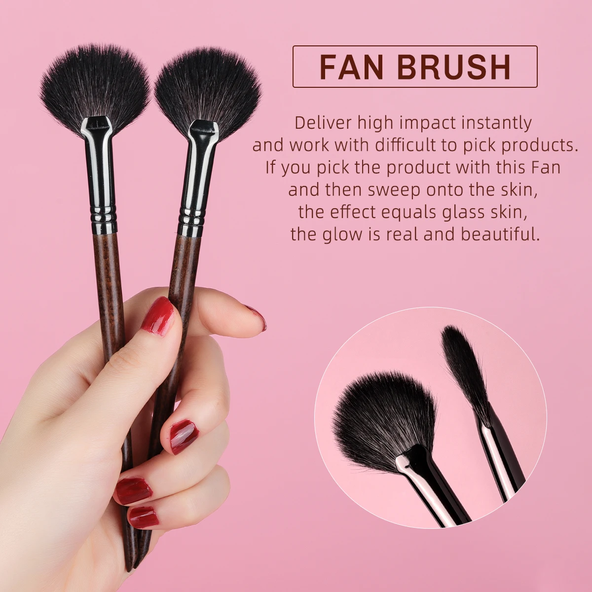 Bethy Beauty 2pcs Fan Shape Brush Powder Blending Highlighting Makeup