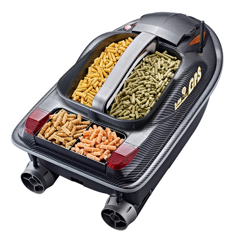 Hj817 Rc Boat 12v High-Power Nesting Boat Gps Positioning 500m Automatic Return Three Compartment Feeding And Net Pulling Boat 6