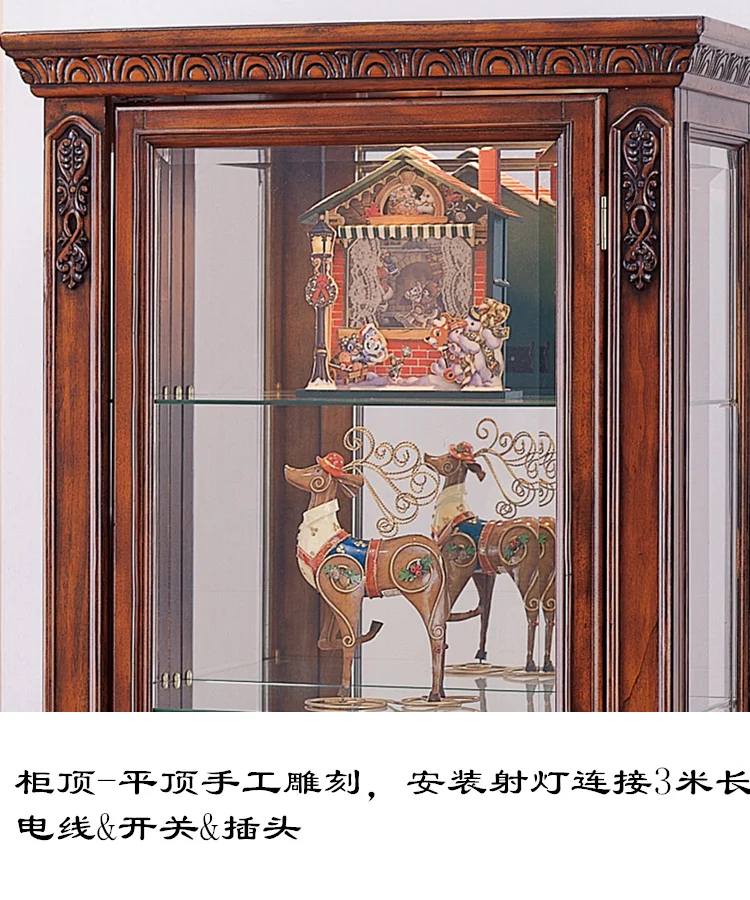 -*American solid wood single-door wine cabinet glass wall vertical cabinet living room European corner side storage