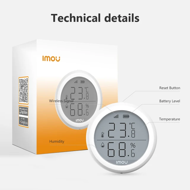 IMOU WiFi Smart Zigebee 3.0 Temperature and Humidity Sensor LCD Screen History Record Smart Home Security Remote Control 6