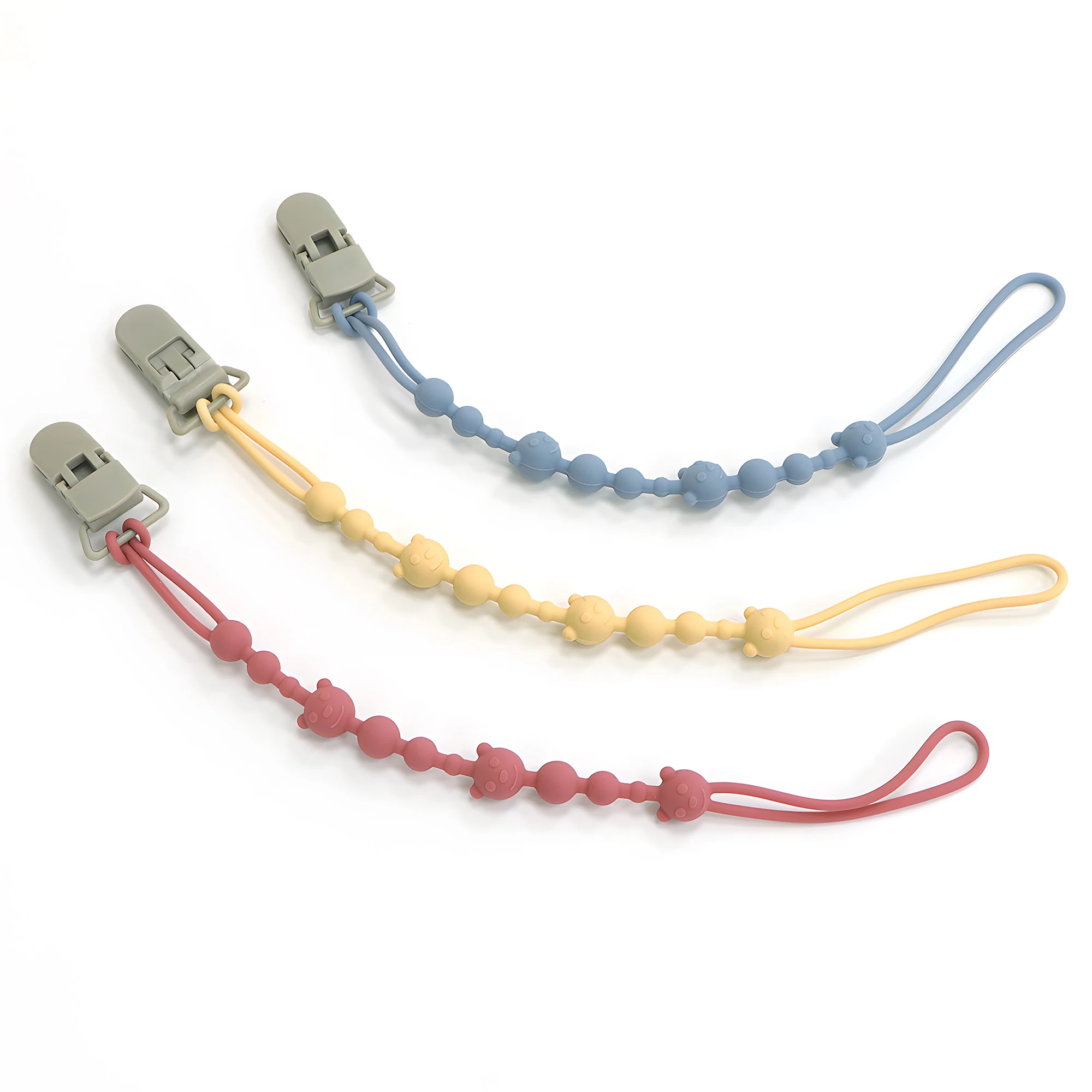 Beruhigender Schnuller mit Anti-Verlust-Kette für Kinderwagen, Baby-Silikon-Schnullerclip, Beißspielzeug, Anti-Verlust-Band – Detail 1