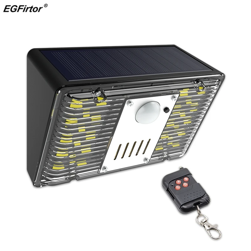 EGFirtor Solar Light Alarm Lamp Remote Control Security Alarm Motion Sensor Siren 129DB Detector For Home Yard Outdoor