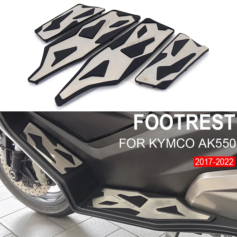 WARFEL Moto per KYMCO AK550 AK 550 2017 2018 2019 CNC Cavalletto Piede Cavalletto Laterale Estensione Pad Piastra di Supporto con Logo (Color : Nero