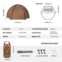 OneTigris Coco Nest Solo Купольная палатка с разъемом для плиты 3000 мм Водонепроницаемая палатка для кемпинга с внутренней сеткой для глэмпинга Bushcraft — изображение 2