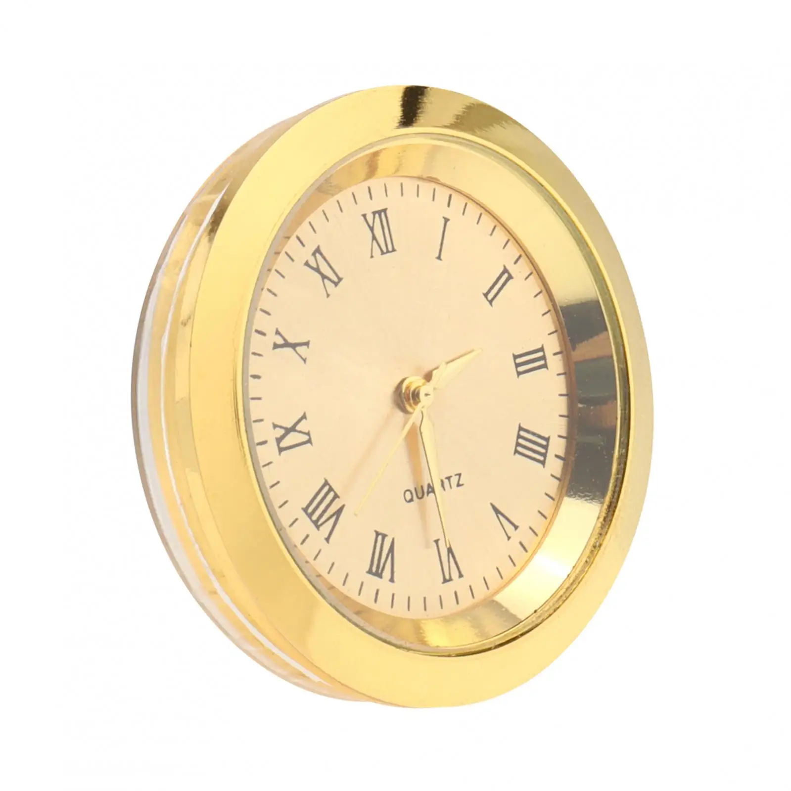 Primex Round Mini Quartz Clock Movement - Pop-In Style, Gold Tone