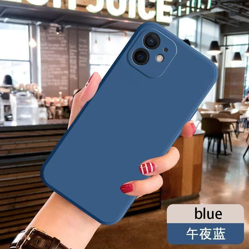Sleek Matte Square Silicone Phone Case with Camera Protection