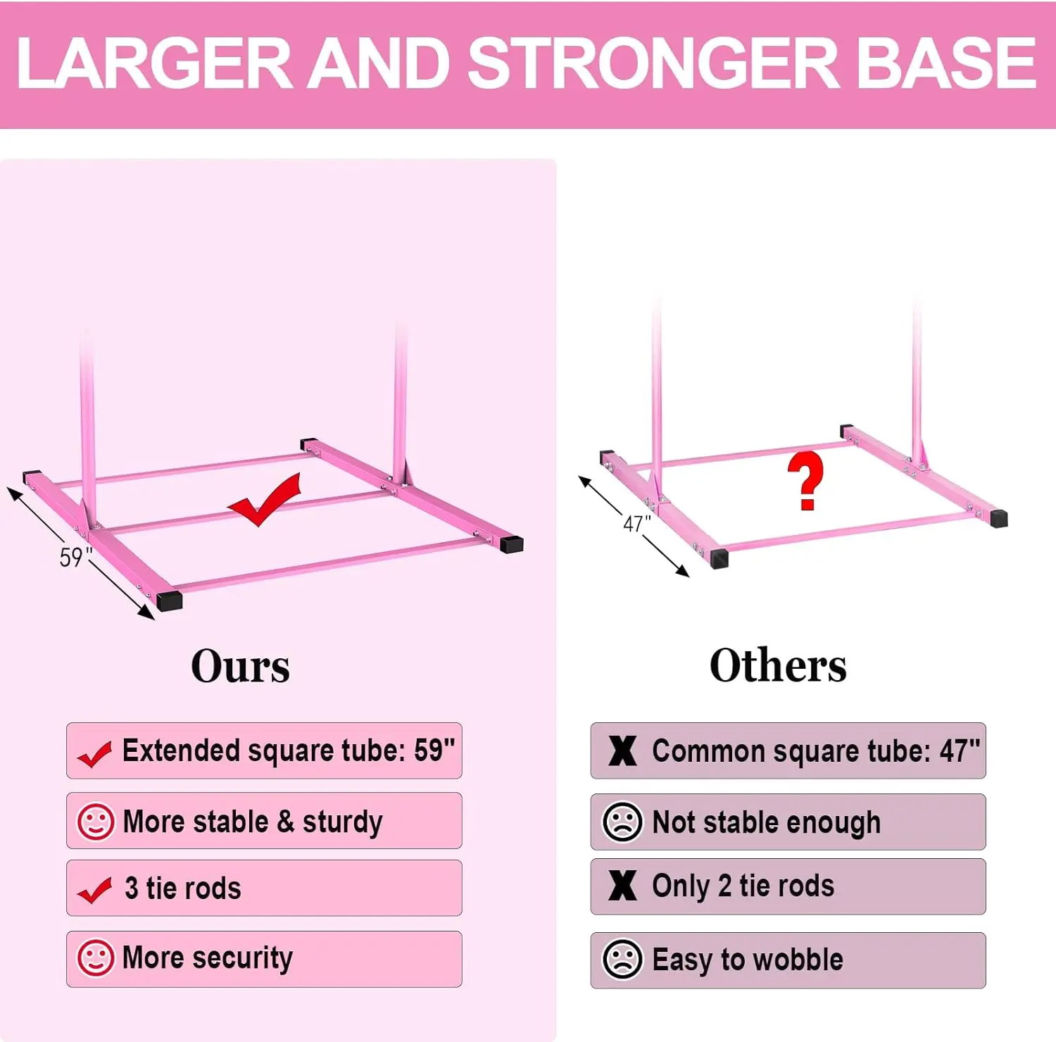 Gymnastics Training Bar- Height Adjustable 3' to 5' Horizontal Kip Bar for Kids