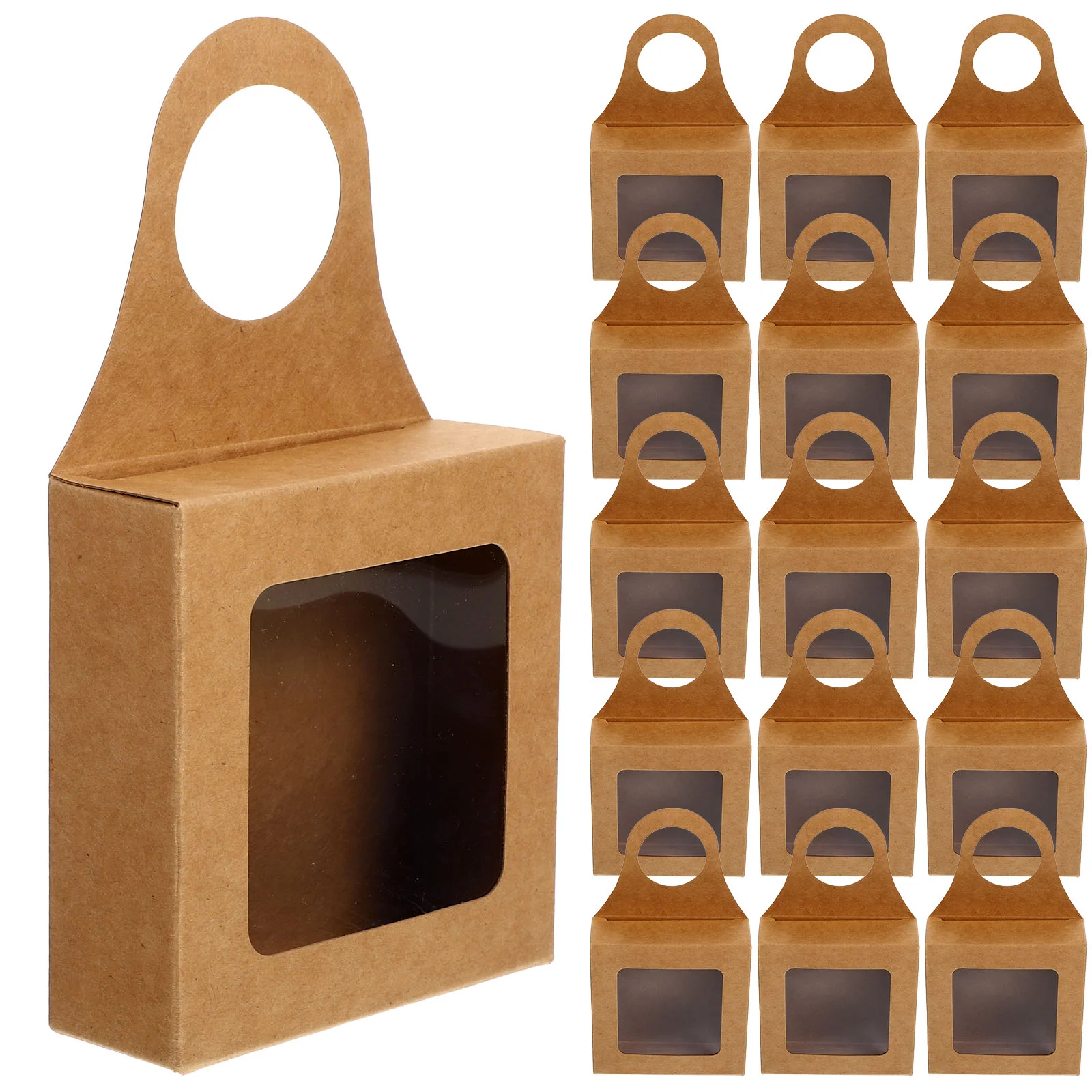 

Kraft Wine Bottle Box With Window Hanging Foldable Boxes Durable Kraft Paper Gift Box Decorative Wine Boxes For Gifts