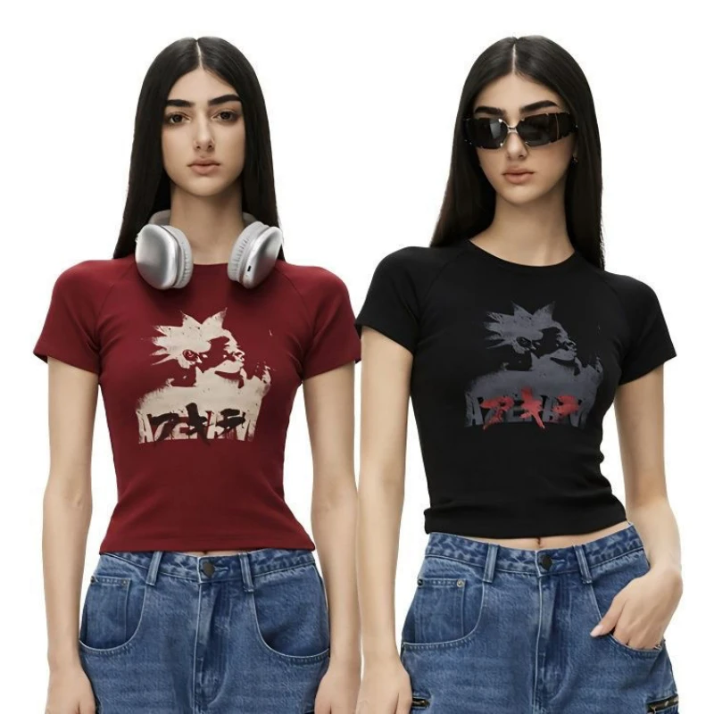 

Original and Personalized Retro Summer New Niche Design, Touching Like Printed White Short Sleeved T-shirt for Women