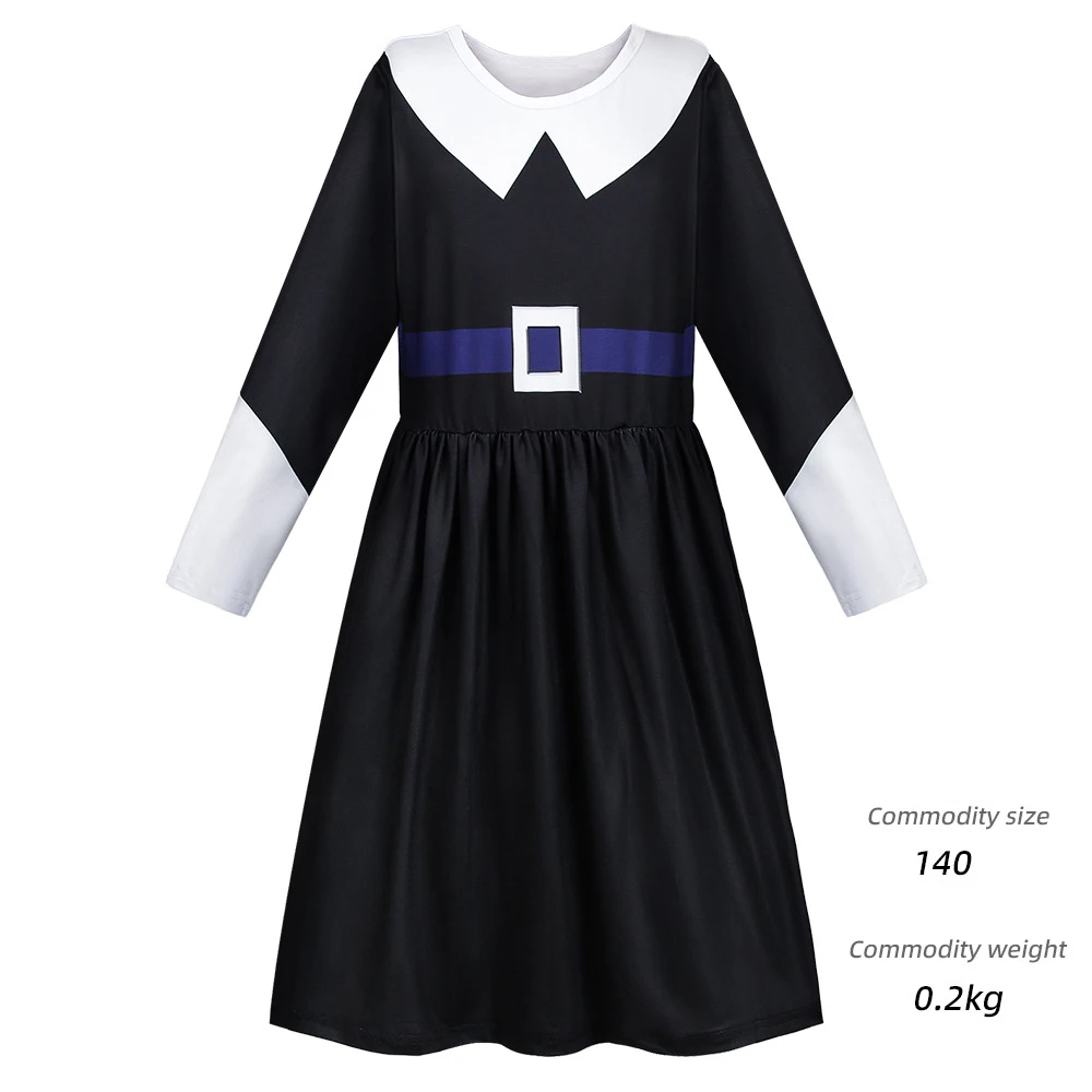 

Movie Wednesday Cosplay Kids Dresses Long Sleeved Wednesday Addams Gothic Children Black Dress Halloween Party Costumes