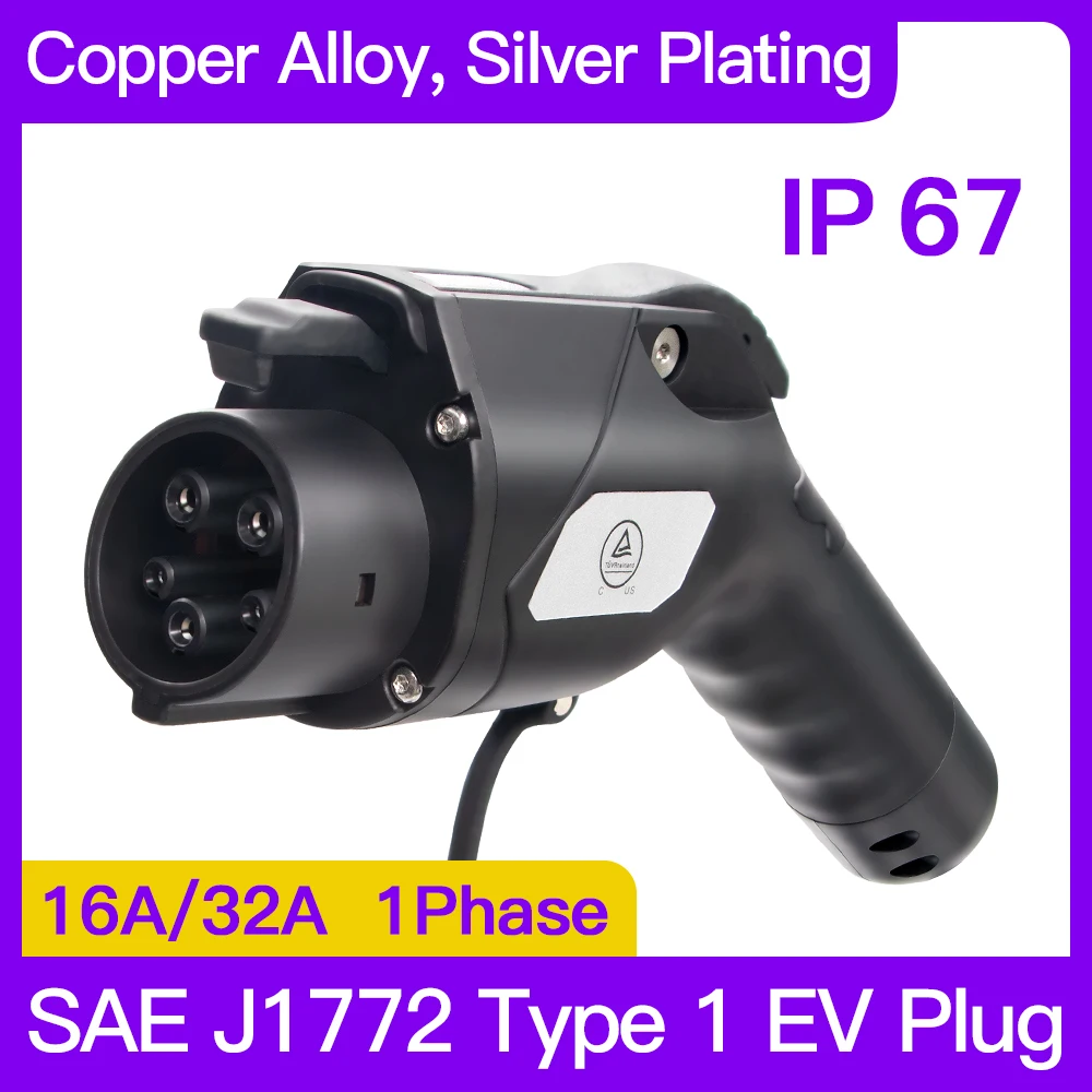

Разъем зарядного устройства EV, разъем типа 1 SAE J1772, 16 А, 32 А, 1-фазный разъем для зарядной станции электромобиля EVSE